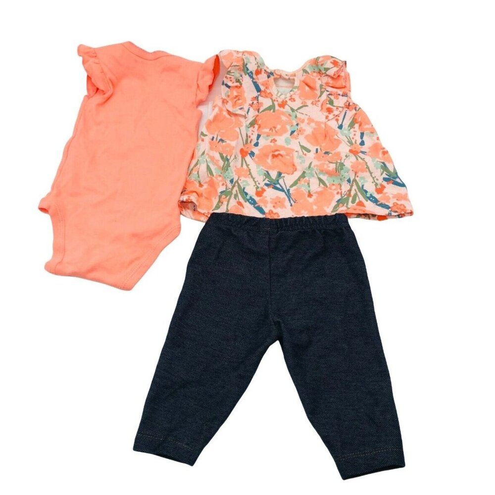 Carter’s 3 piece Girls Outfit 3 Months One Piece, One Top, Leggings - Picture 2 of 5